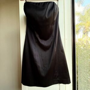 VTG Y2K Betsey Johnson Collection Black Satin Strapless Mini Dress size 8